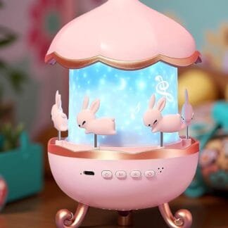 Bunny Carousel Night Light Projector, 6 Set Films Rotating LED Lamp Night Lamp (Multicolor)